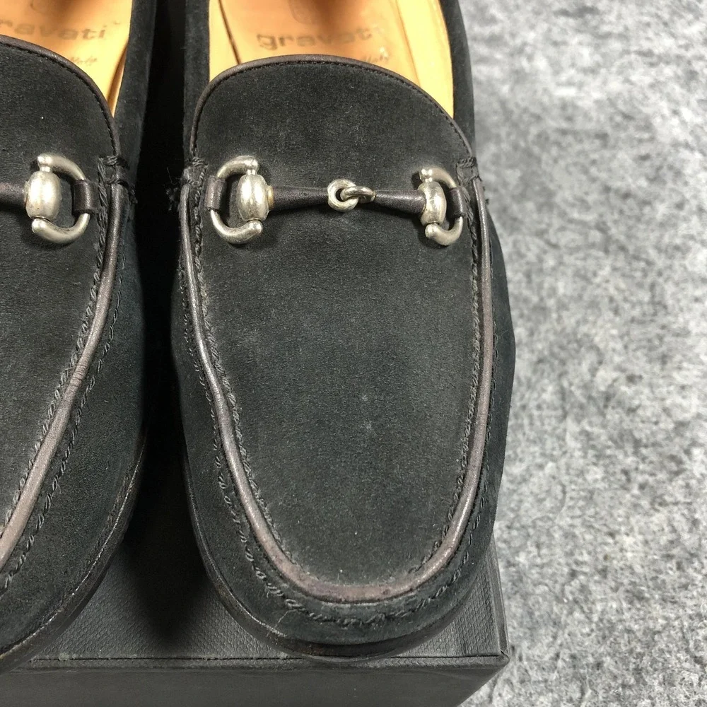 Gravati Loafers Mens 8 M Black Suede Horsebit Slip On Handmade Italy Luxury